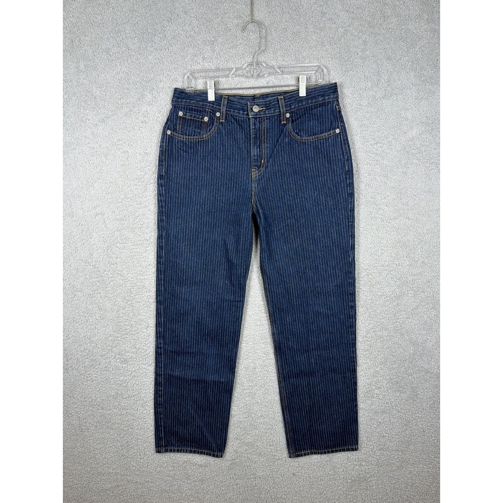 Levi's Low Pro Relaxed Mid Rise Pinstripe Jeans Dark Wash Women's Actual 32x30